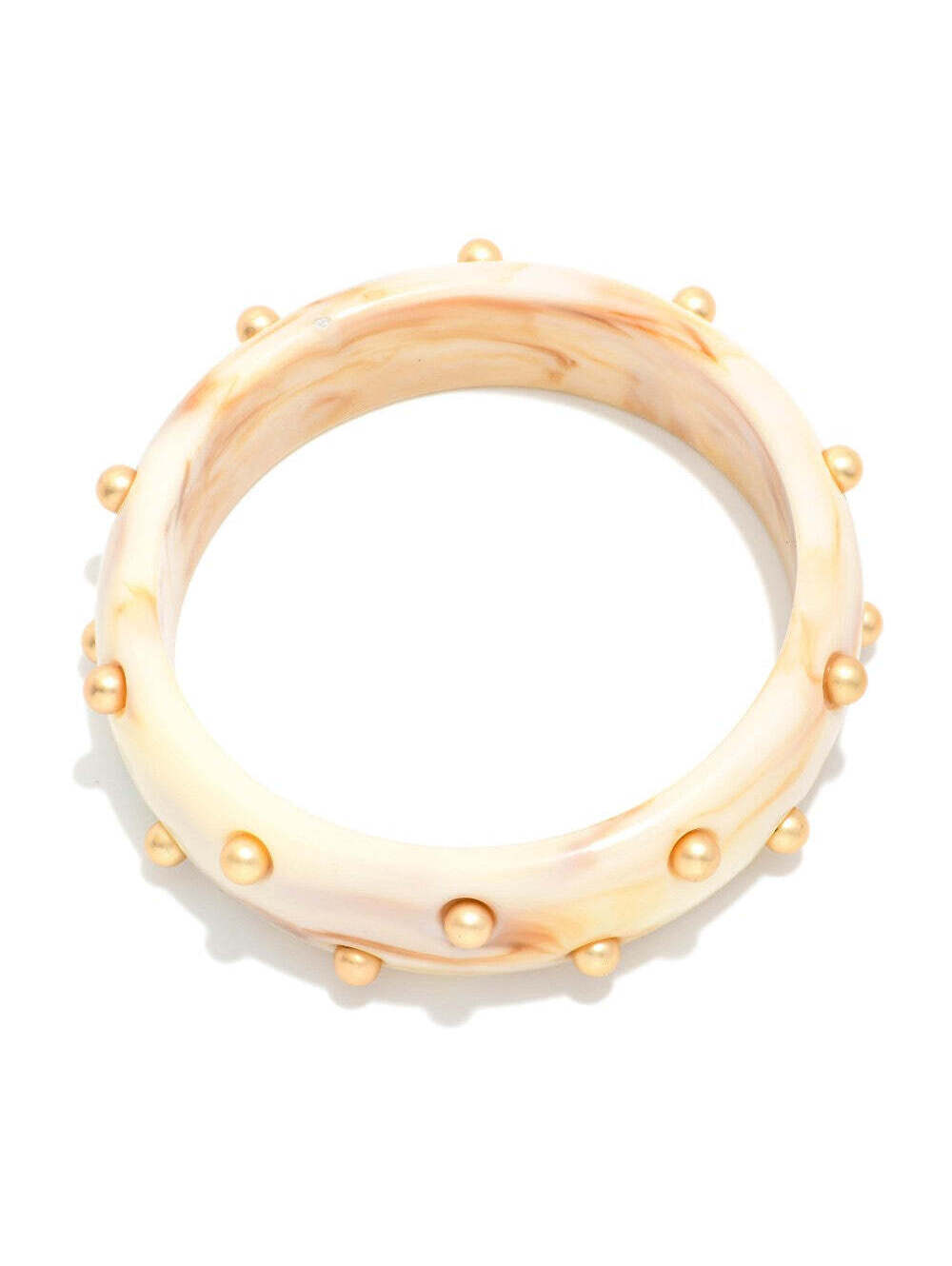 Resin Acetate Bangle Bracelet Gold Stud Ivory Statement Cuff